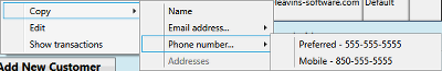 Screenshot of Leavins Inventory Manager - Customers Screen